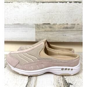 Easy Spirit Womens 7 Tan White Suede Traveltime Mule Slip On Comfort Shoes NEW